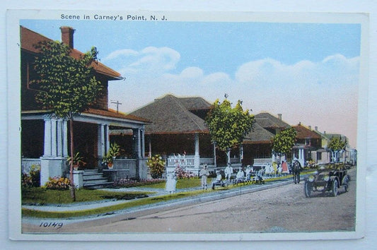 VINTAGE POSTCARD - STREET SCENE IN CARNEY'S POINT NJ