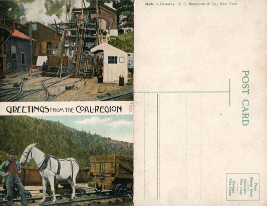 GREETINGS FROM COAL REGION ANTIQUE POSTCARD