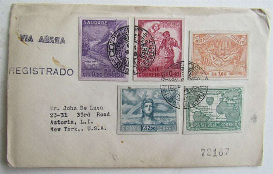 BRAZIL to NEW YORK USA 1948 VINTAGE COVER w/ STAMPS