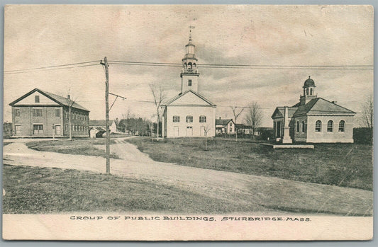 STURBRIDGE MA PUBLIC BUILDINGS ANTIQUE POSTCARD