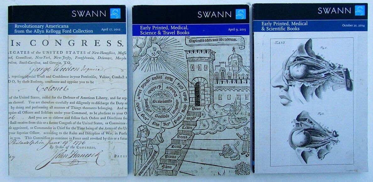 3 2012-15 SWANN AUCTION CATALOGS on ANTIQUE TRAVEL SCIENCE MEDICAL BOOKS