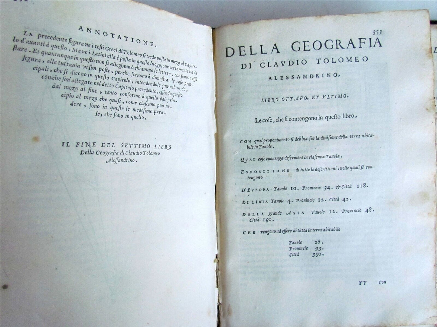 1561 LA GEOGRAFIA DI CLAUDIO TOLOMEO ALESSANDRINO by Girolamo Ruscelli ANTIQUE