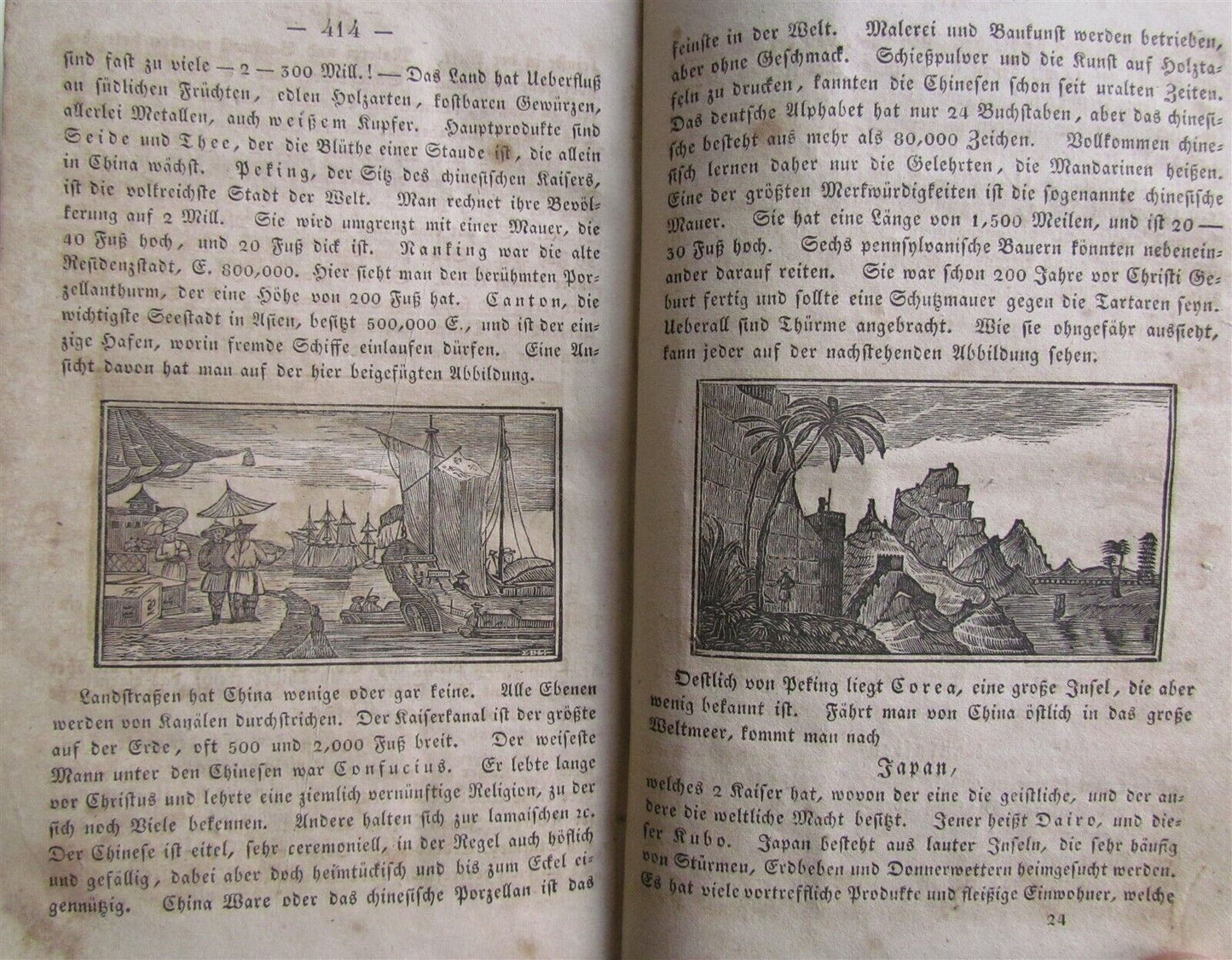 1835 DESCRIPTION OF THE WORLD antique AMERICANA Beschreibung der Welt in GERMAN