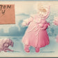 CLINTON NY GIRL w/ DOG ANTIQUE POSTCARD