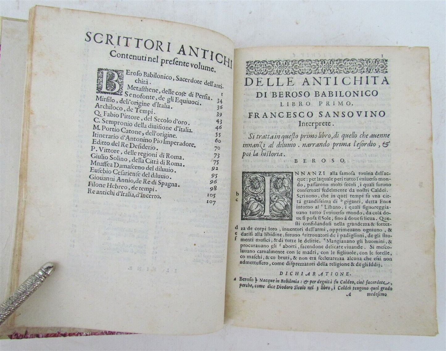 1583 LE ANTICHITA by Berosus the Chaldean antique book 16th CENTURY vellum bound