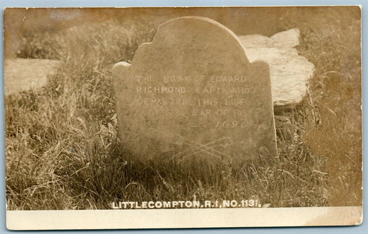 LITTLE COMPTON RI EDWARD RICHMOND TOMBSTONE ANTIQUE REAL PHOTO POSTCARD RPPC