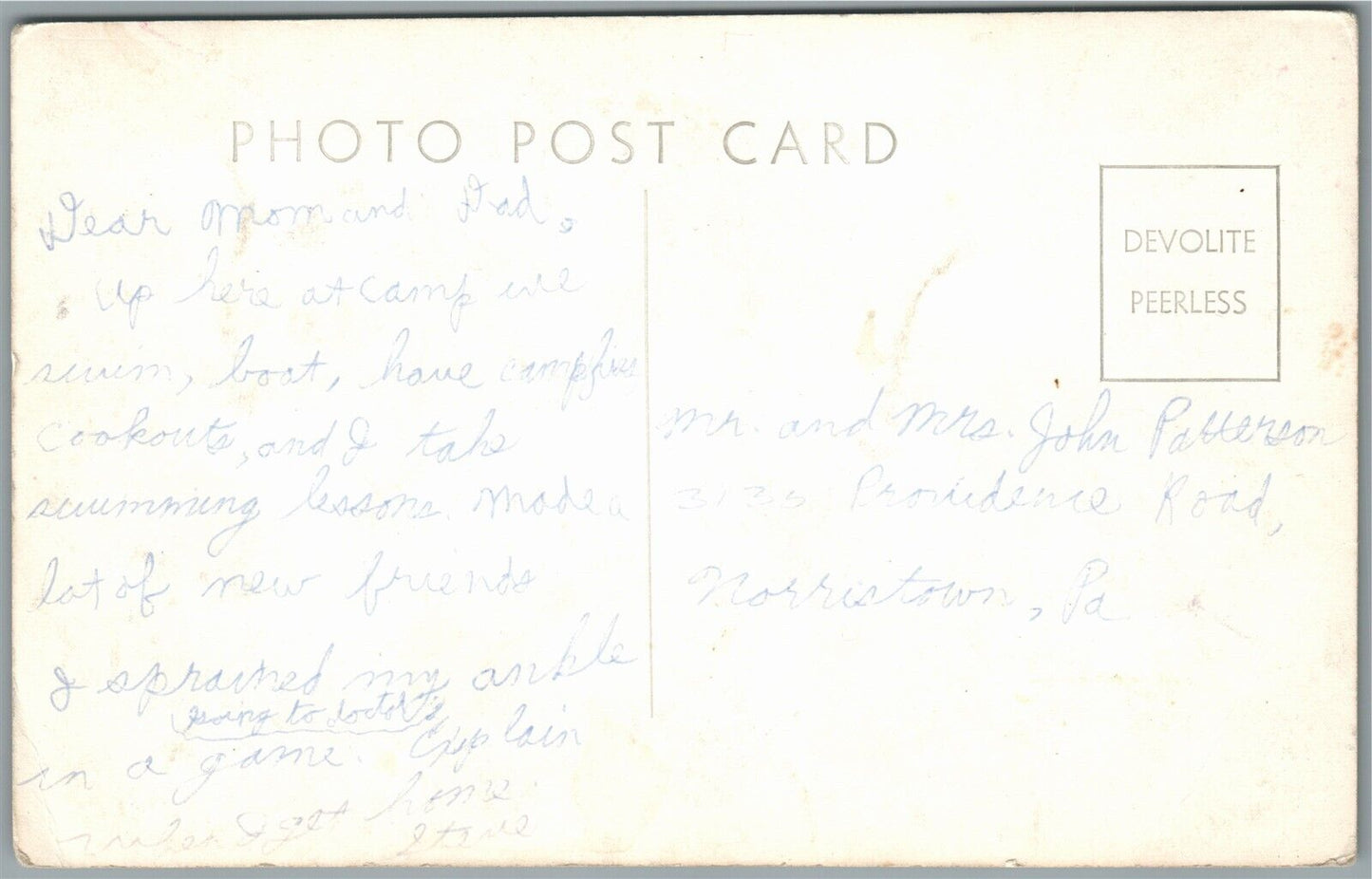 PENNINGTON NJ ISLAND CAMP FLAG POLE VINTAGE REAL PHOTO POSTCARD RPPC