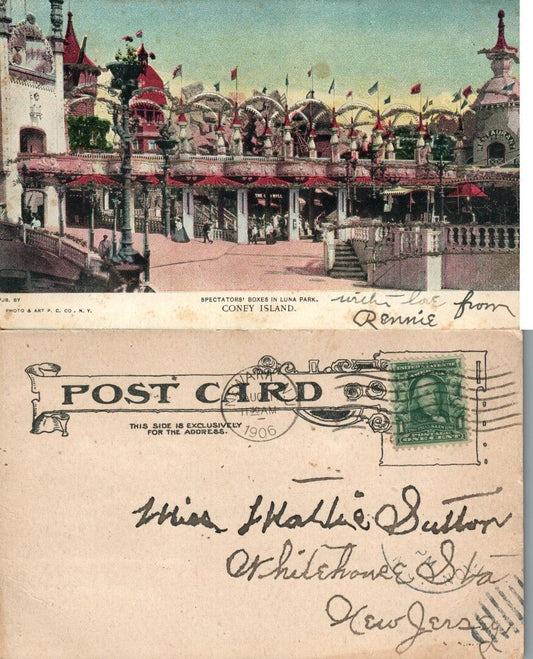 CONEY ISLAND BROOKLYN N.Y. DREAMLAND LUNA PARK 1906 UNDIVIDED ANTIQUE POSTCARD