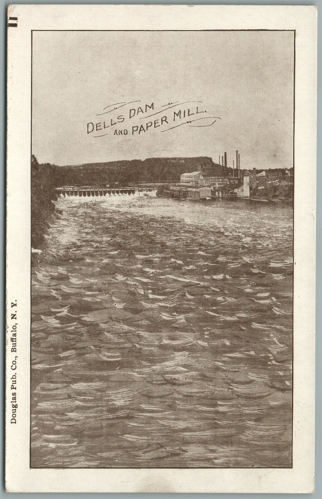 Eau Claire WI DELLS DAM & PAPER MILL ANTIQUE POSTCARD