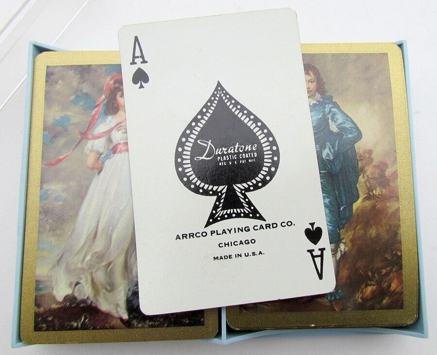 VINTAGE DURATONE PLAYING CARDS DOUBLE DECK w/ PLASIC BOX ARRCO PLAYING CARD CO.