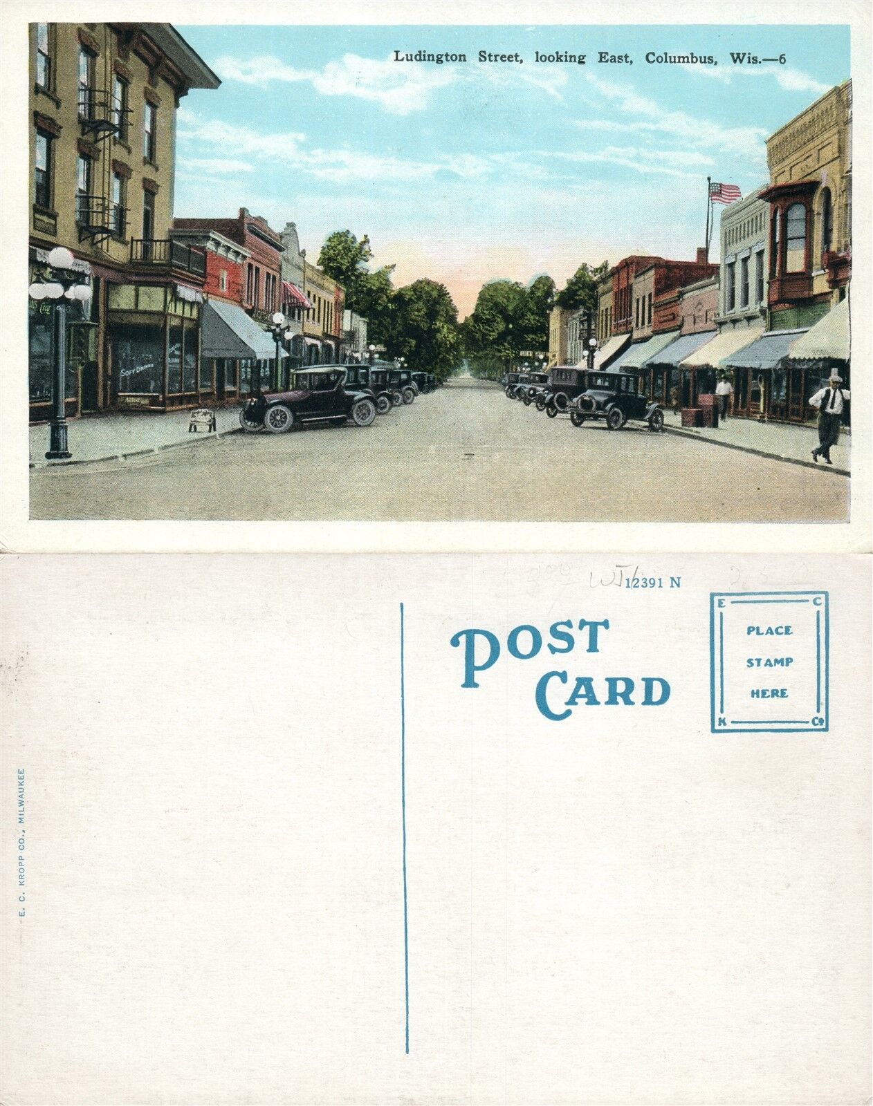 COLUMBUS WI LUDINGTON STREET ANTIQUE POSTCARD