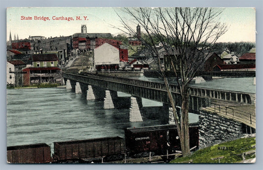 CARTHAGE NY STATE BRIDGE 1918 ANTIQUE POSTCARD