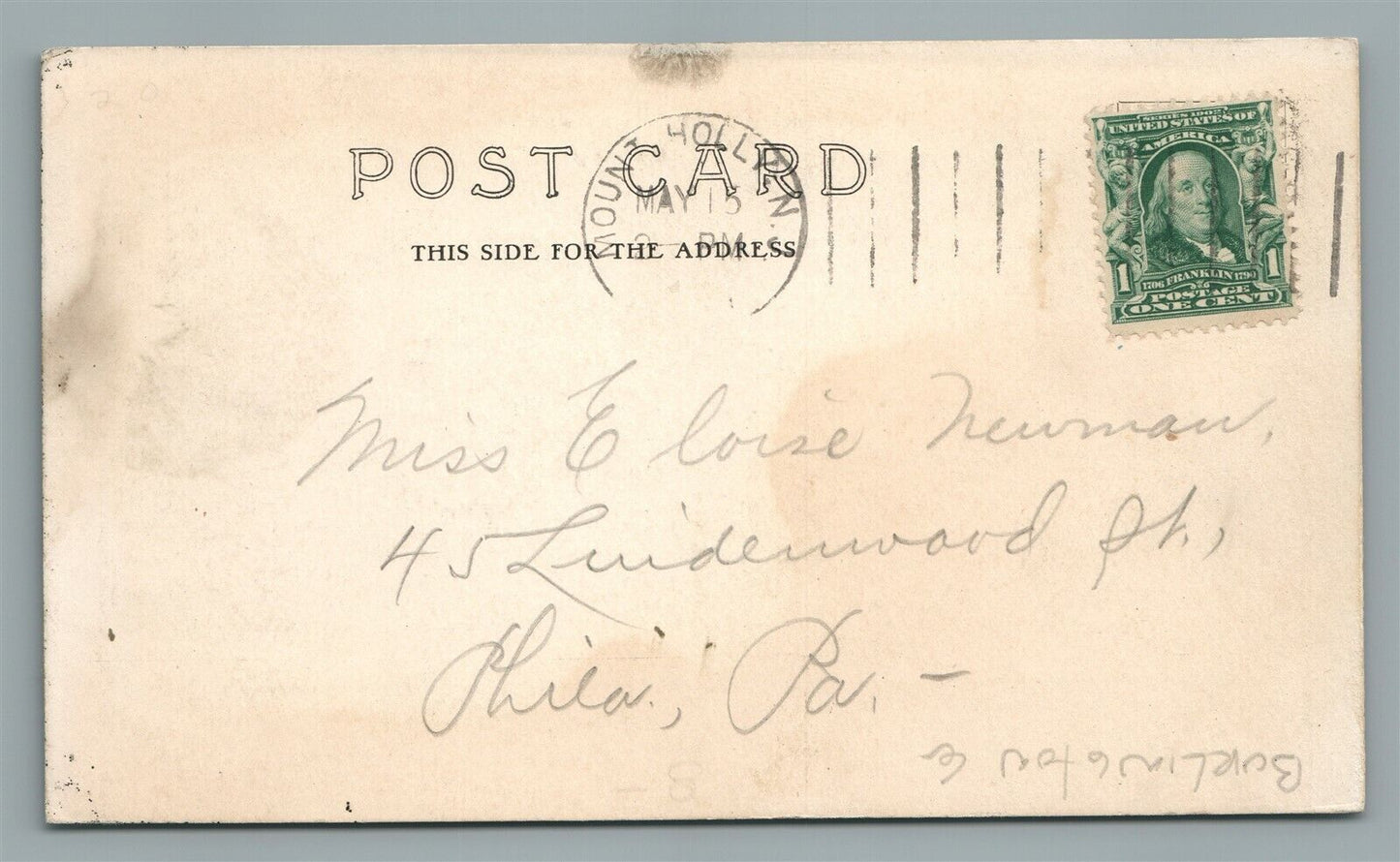 MT.HOLLY NJ COURT HOUSE ANTIQUE POSTCARD