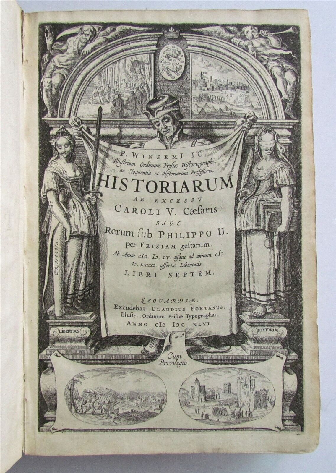 1646 NETHERLANDS HISTORY HISTORIARUM AB EXCESSU CAROLI V CAESARIS VELLUM antique