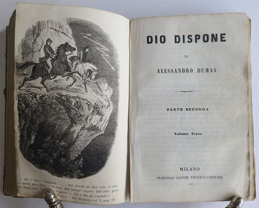 1800s ALESSANDRO DUMAS DIO DISPONE in ITALIAN antique