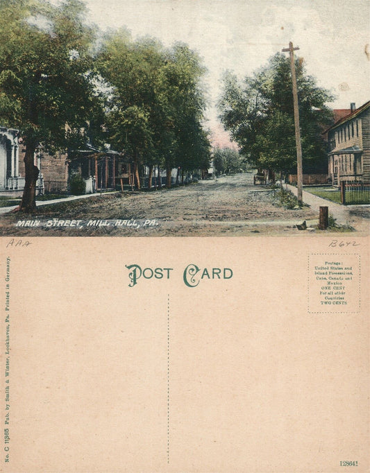 MILL HALL PA MAIN STREET ANTIQUE POSTCARD