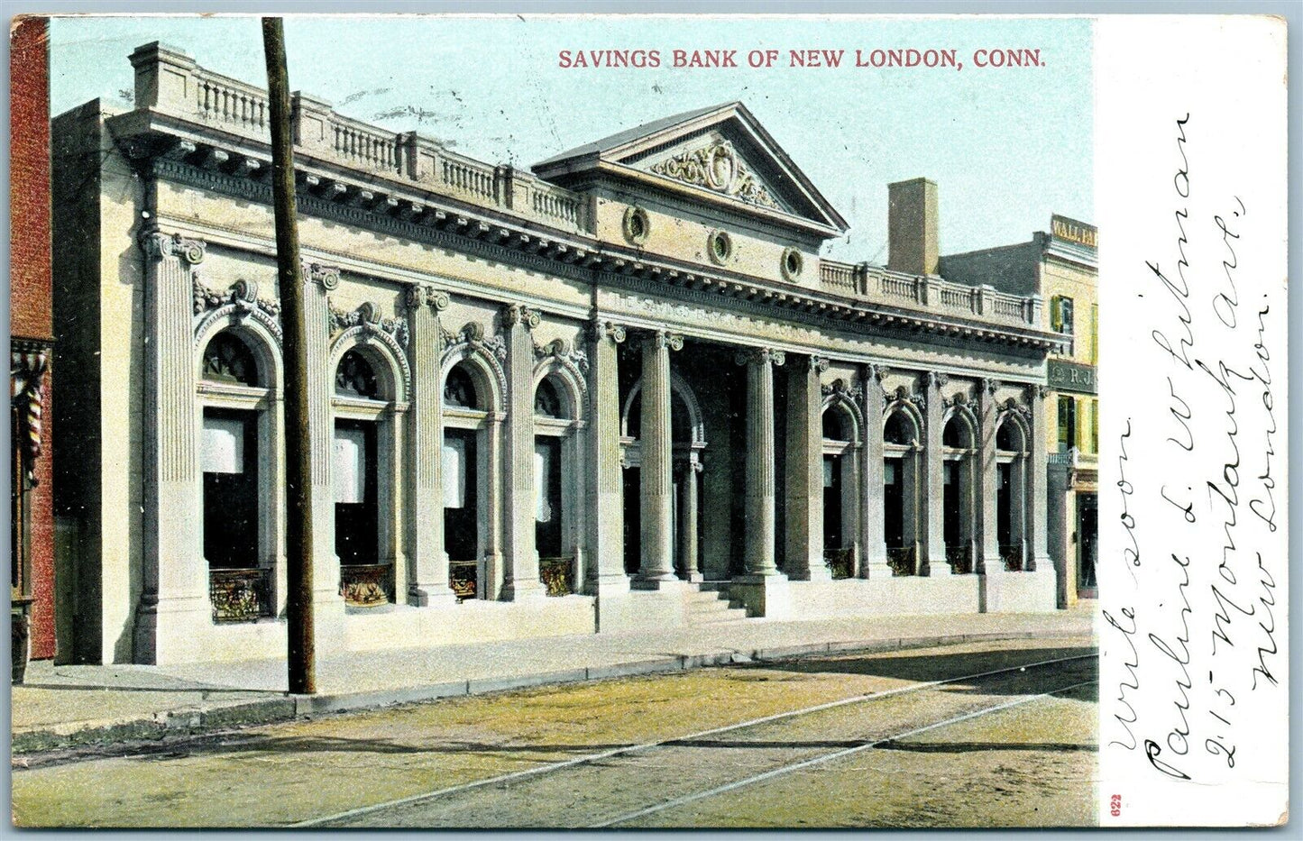 NEW LONDON CT SAVINGS BANK ANTIQUE POSTCARD