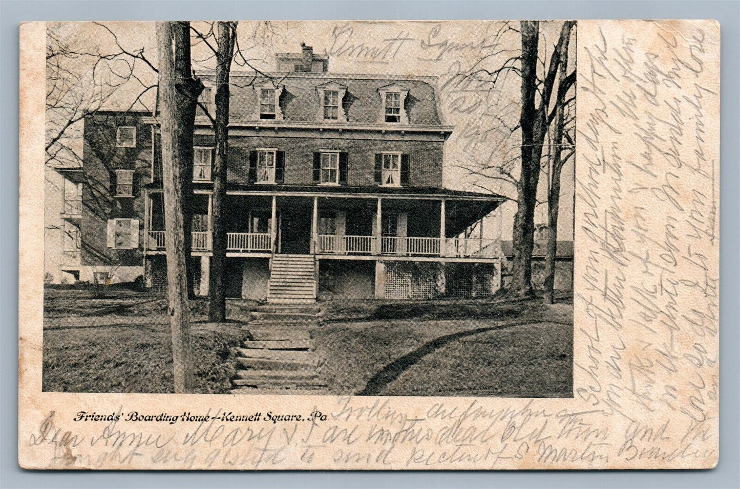 KENNET SQUARE PA FRIEND'S BOARDING HOME ANTIQUE POSTCARD