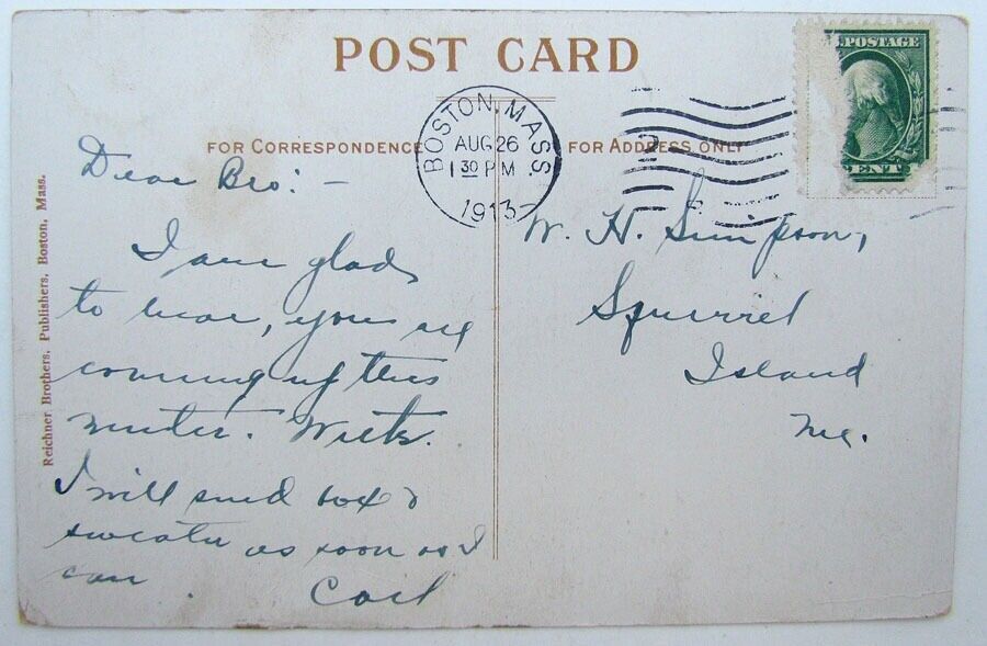 VINTAGE 1913 POSTCARD DRY DOCK CHARLESTOWN MASSACHUSETTS ship