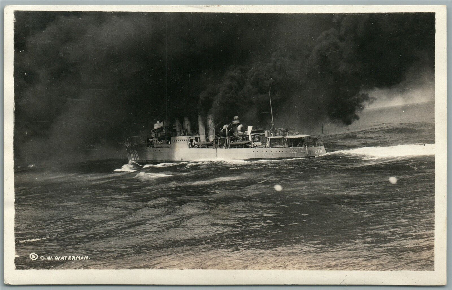 MILITARY SHIP USS PARROTT ANTIQUE REAL PHOTO POSTCARD RPPC