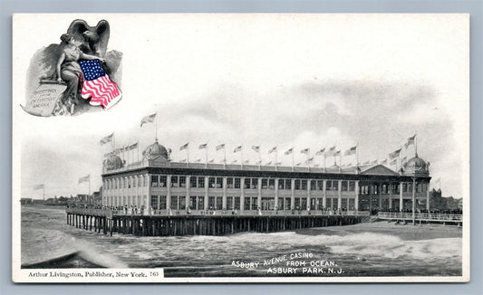 ASBURY PARK NJ CASINO ANTIQUE POSTCARD by ARTHUR LIVINGSTON