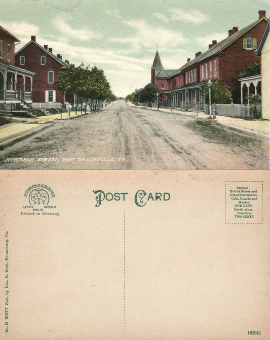 EAST GREENVILLE PA JEFFERSON STREET ANTIQUE POSTCARD