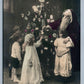 KIDS w/ CHRISTMAS TREE & SANTA ANTIQUE REAL PHOTO POSTCARD RPPC