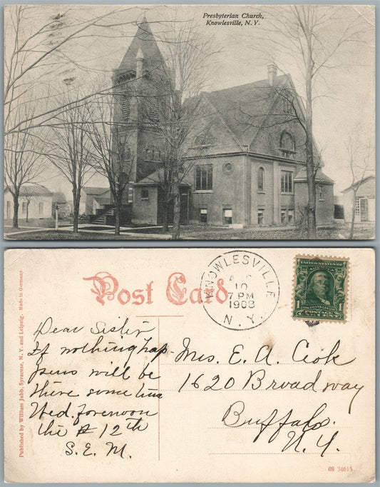 KNOWLESVILLE N.Y. PRESBYTERIAN CHURCH 1908 ANTIQUE POSTCARD