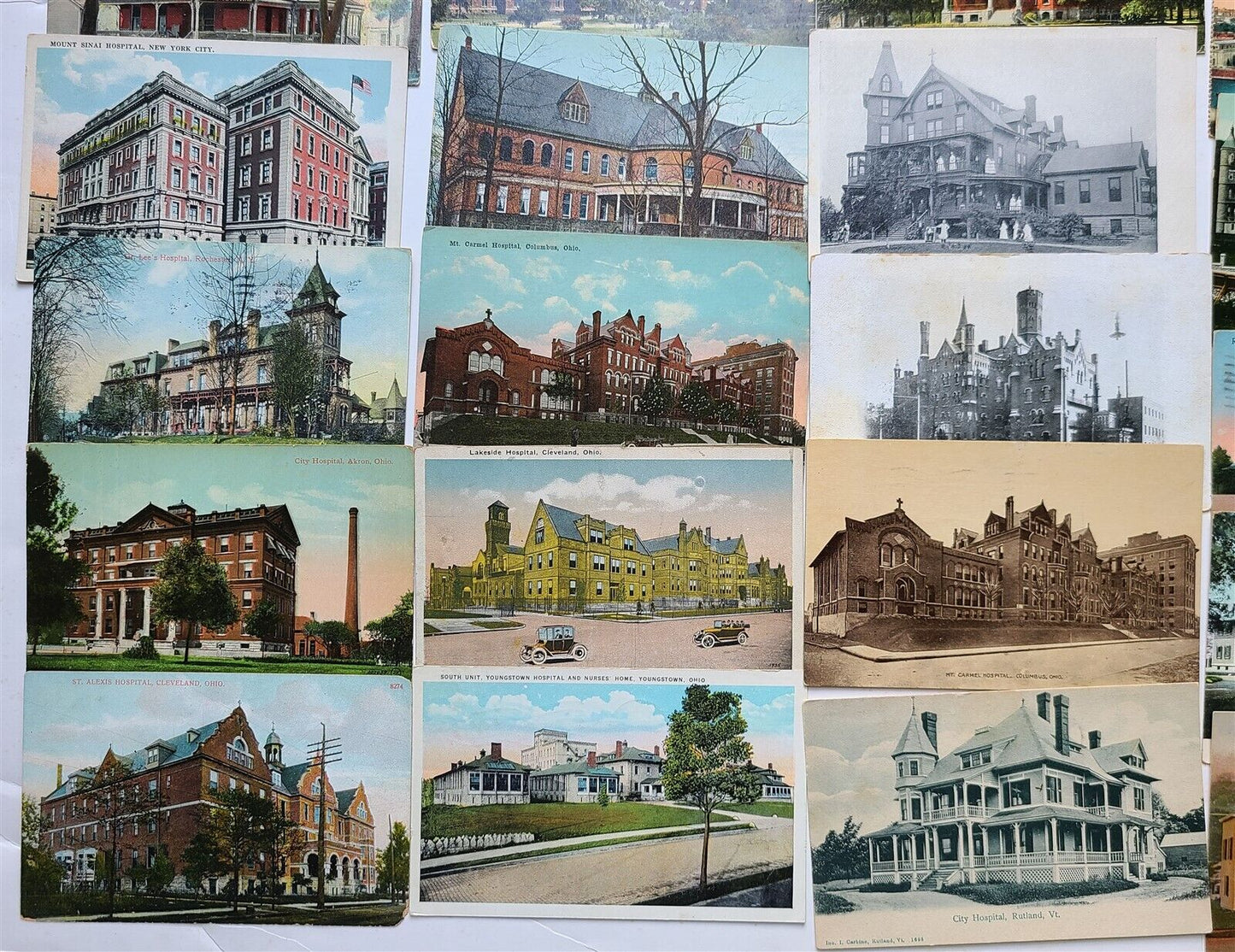 LOT of 59 POSTCARDS w/ HOSPITAL VIEWS