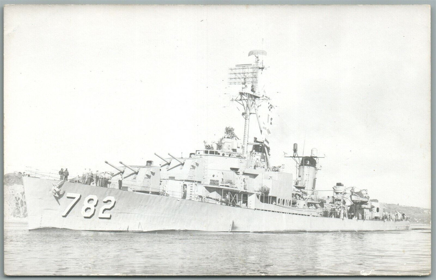 MILITARY SHIP USS ROWAN VINTAGE REAL PHOTO POSTCARD RPPC