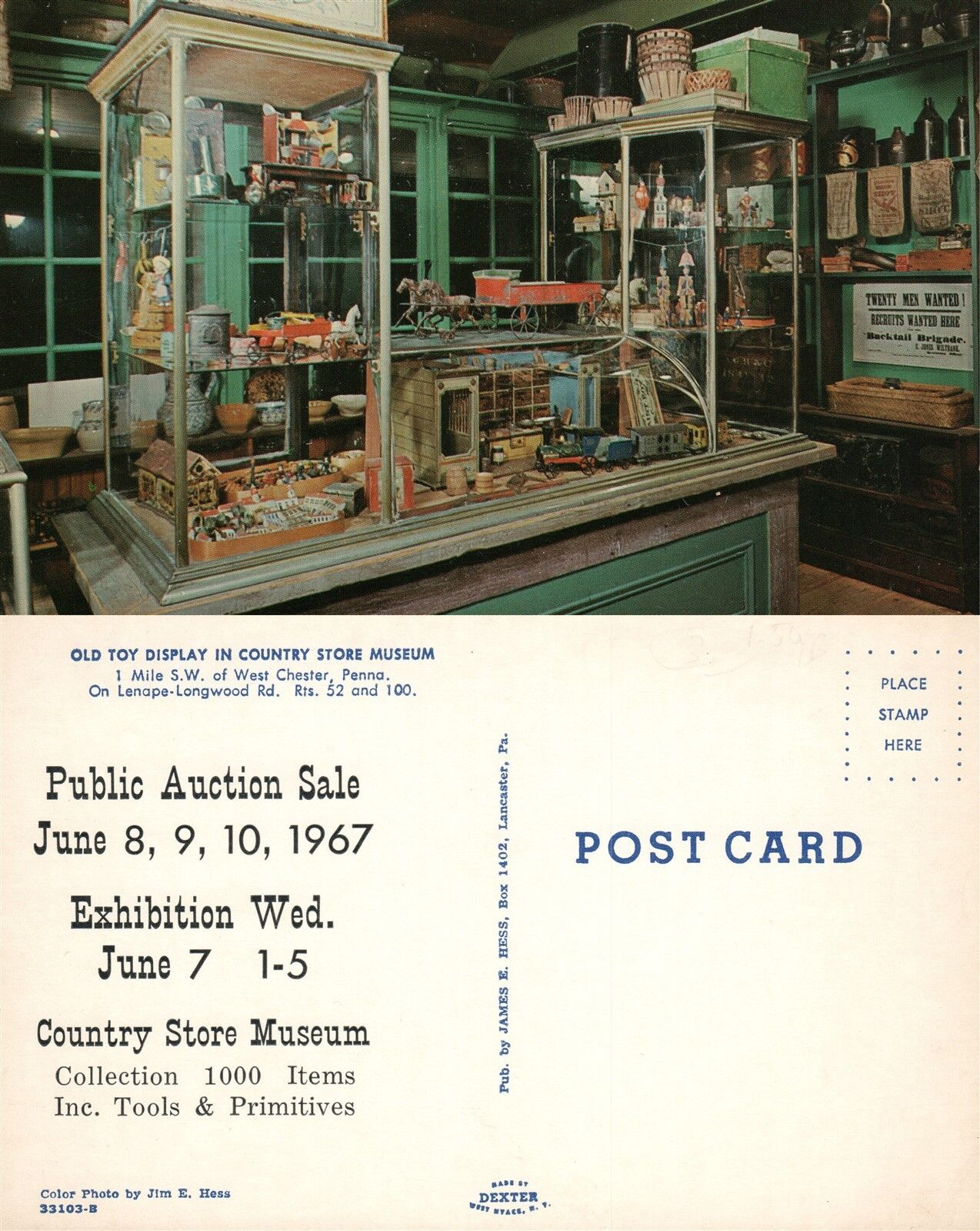 WEST CHESTER PA TOY MUSEUM AUCTION ADVERTISING VINTAGE POSTCARD