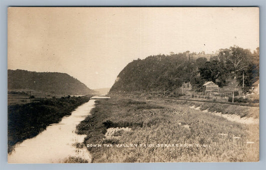 VALLEY VIEW FROM SPRAKERS NY ANTIQUE REAL PHOTO POSTCARD RPPC RAILROAD