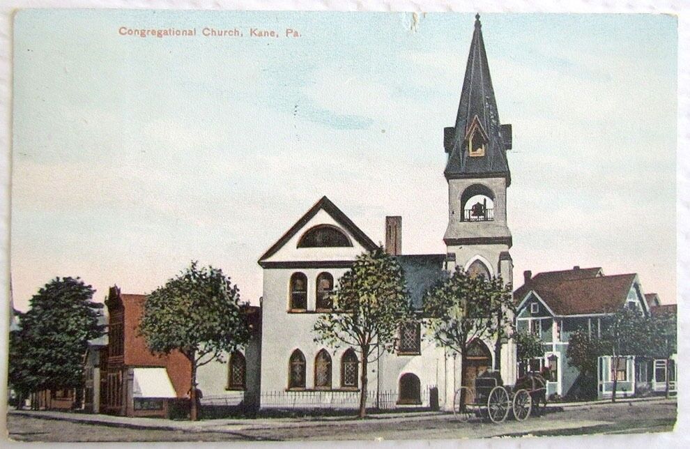 CONGREGATION CHURCH KANE PA 1913 ANTIQUE POSTCARD