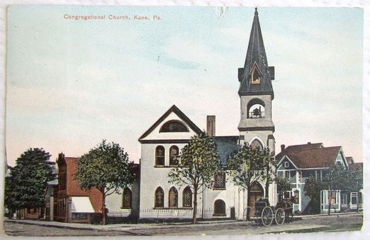 CONGREGATION CHURCH KANE PA 1913 ANTIQUE POSTCARD