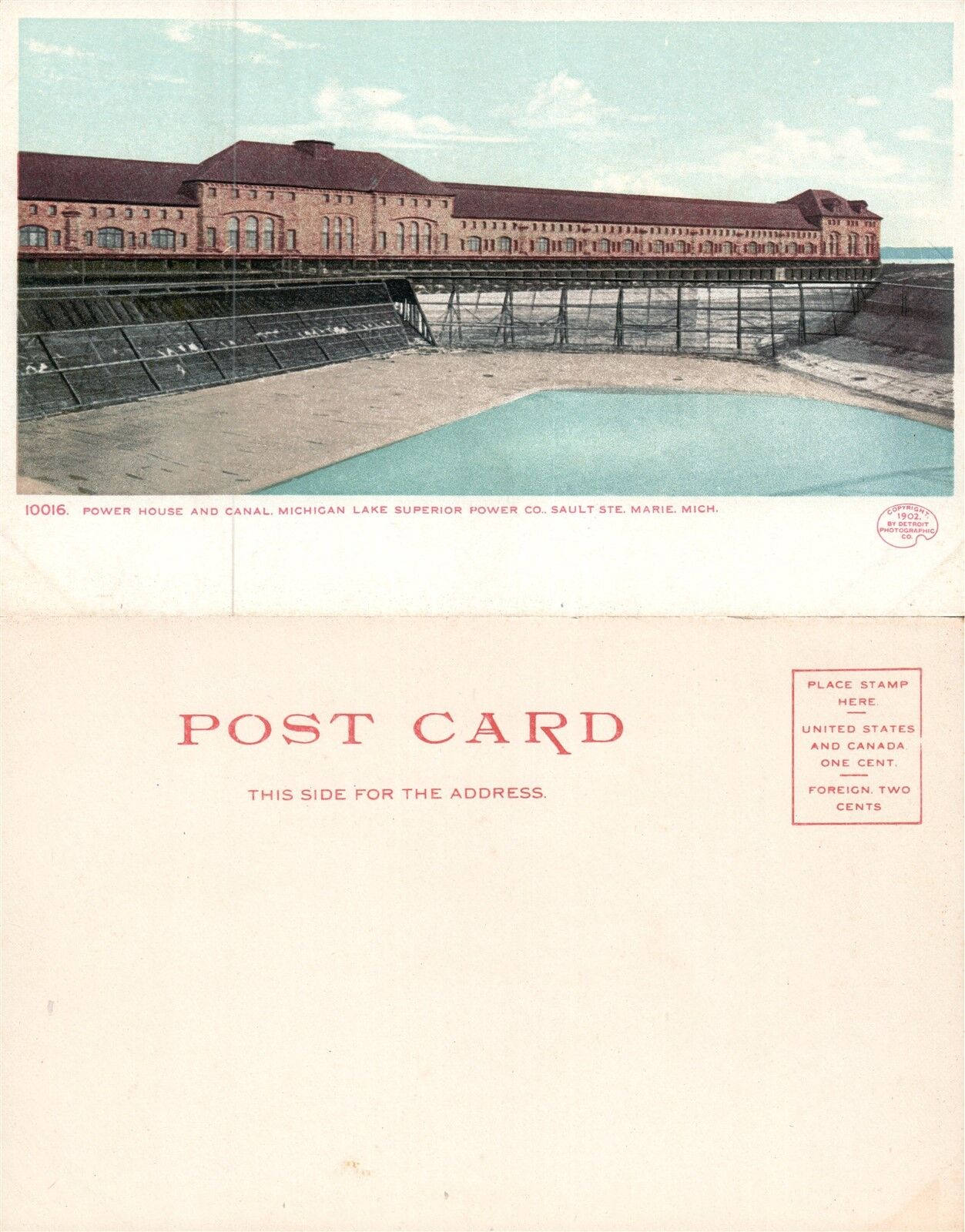 MICHIGAN LAKE SUPERIOR POWER CO ANTIQUE UNDIVIDED POSTCARD