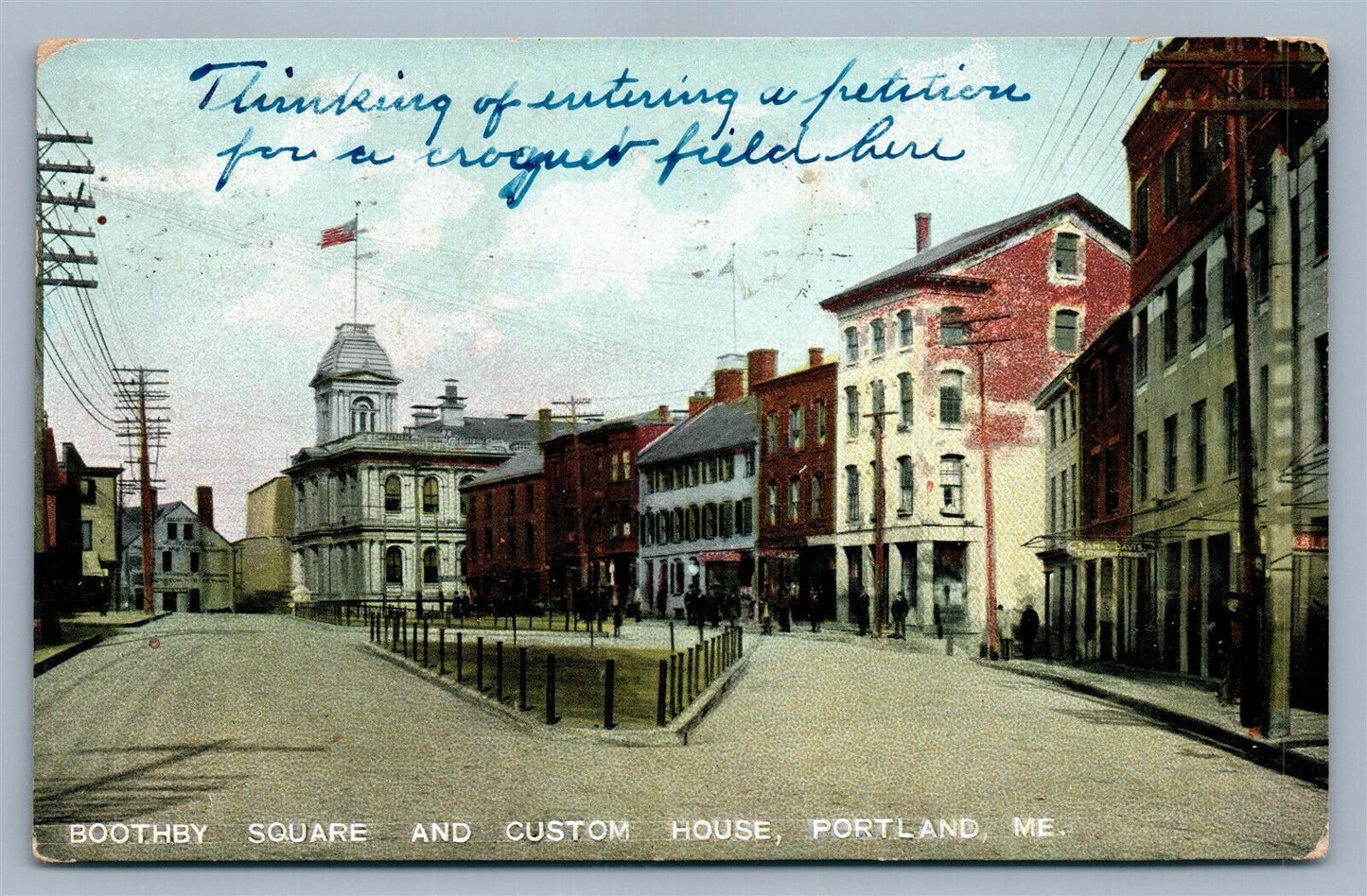 PORTLAND ME BOOTHBY SQUARE & CUSTOM HOUSE ANTIQUE POSTCARD