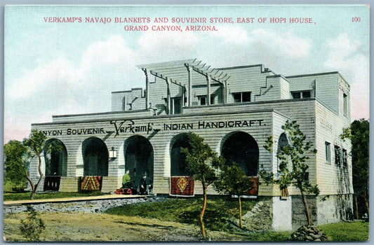 VERKAMP'S NAVAJO BLANKETS & SOUVENIR STORE HOPI HOUSE AR ANTIQUE POSTCARD