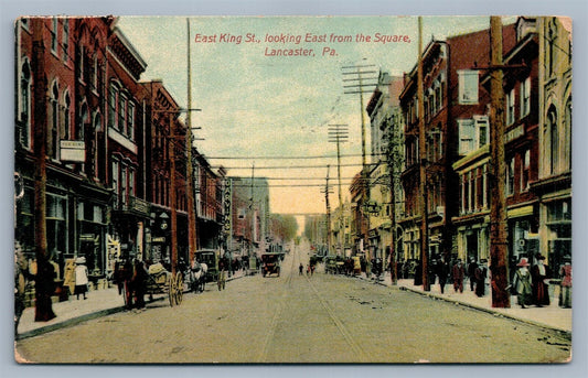LANCASTER PA EAST KING STREET ANTIQUE POSTCARD