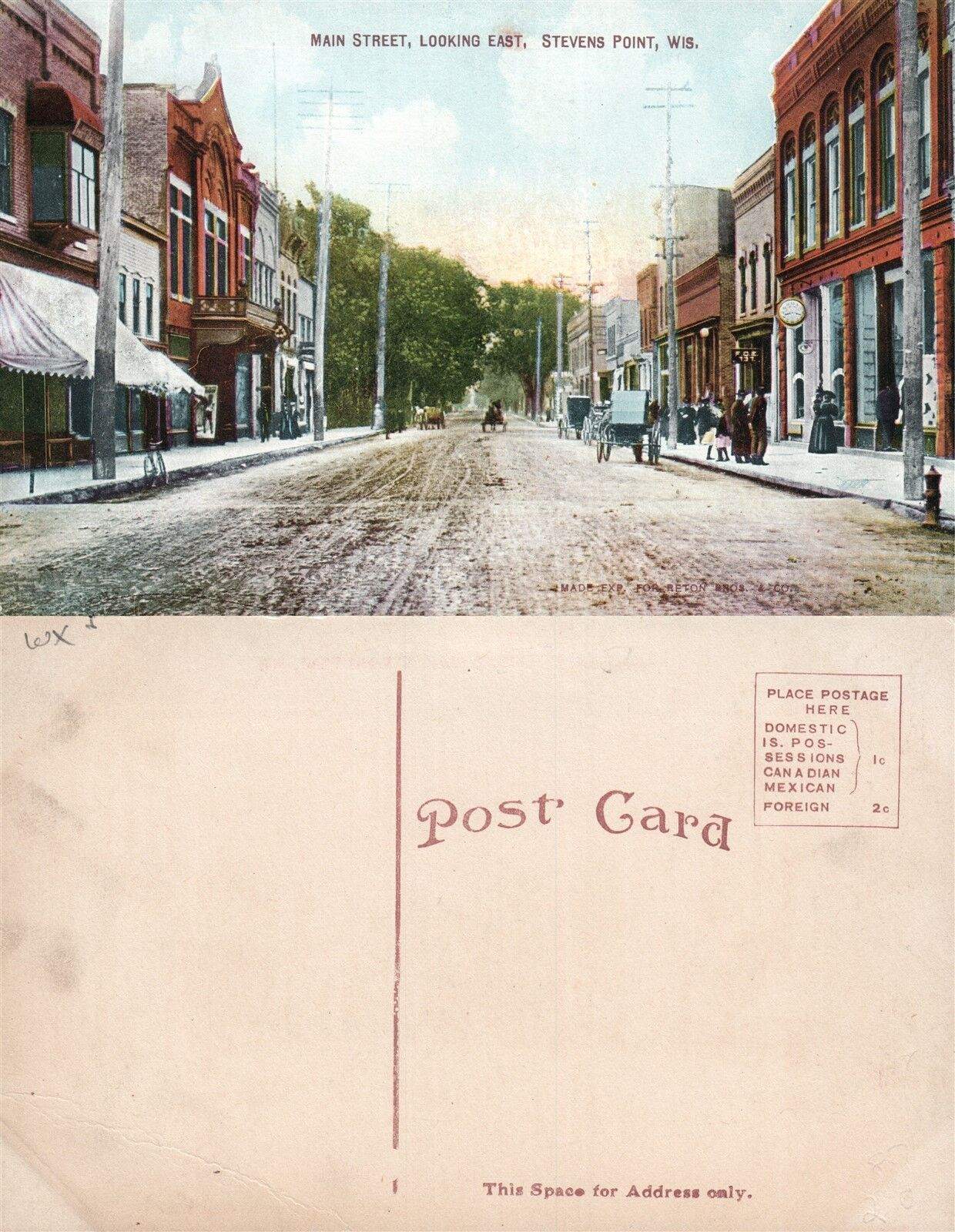 STEVENS POINT WIS. MAIN STREET ANTIQUE POSTCARD