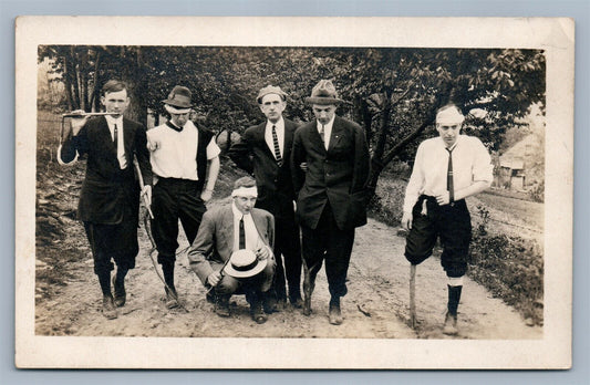 ROARING CREEK PA DISABLED MEN GROUP POSING VINTAGE REAL PHOTO POSTCARD RPPC