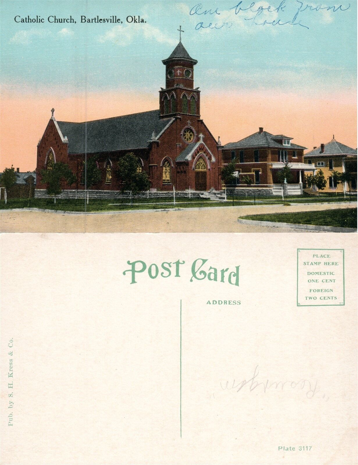 BARTLESVILLE OK CATHOLIC CHURCH ANTIQUE POSTCARD