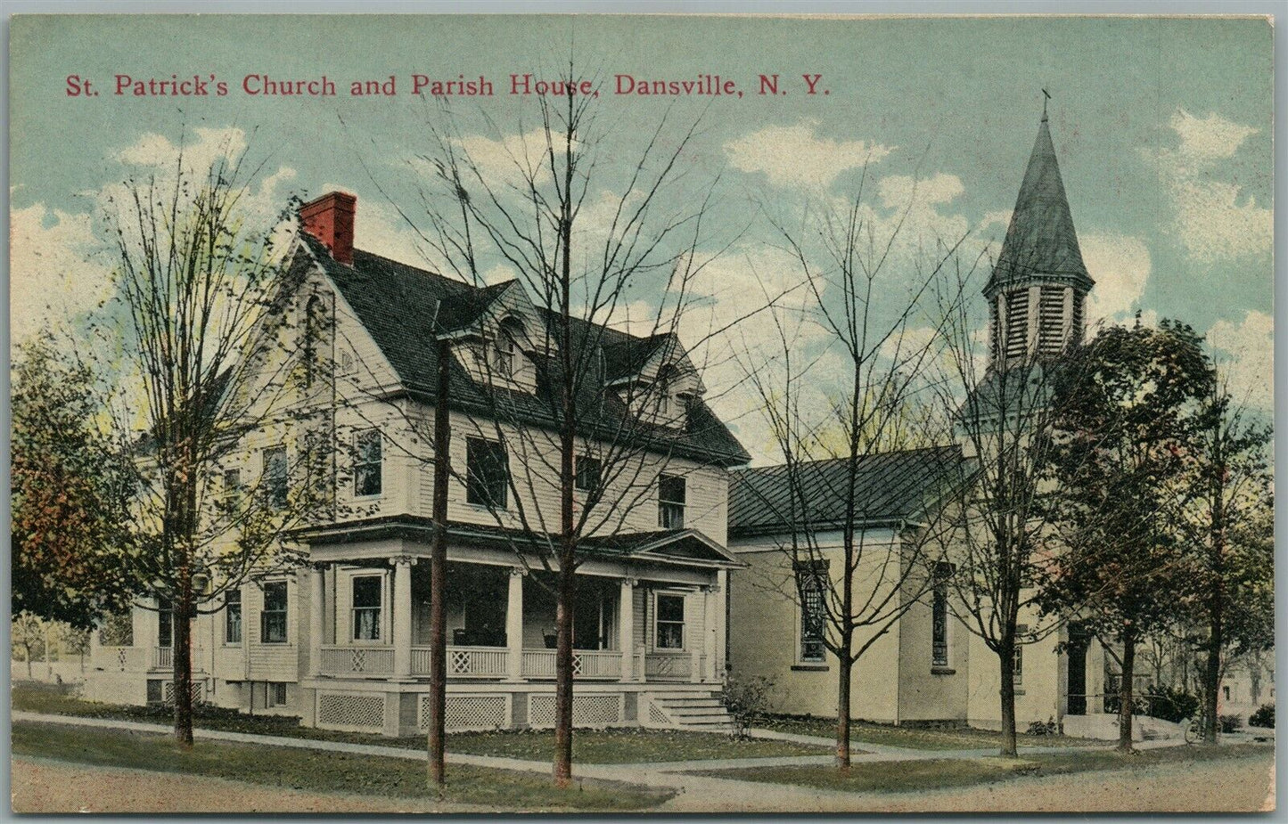 DANSVILLE NY ST.PATRICK'S CHURCH ANTIQUE POSTCARD