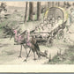 MULTIPLE BABIES in STORK WAGON ANTIQUE POSTCARD