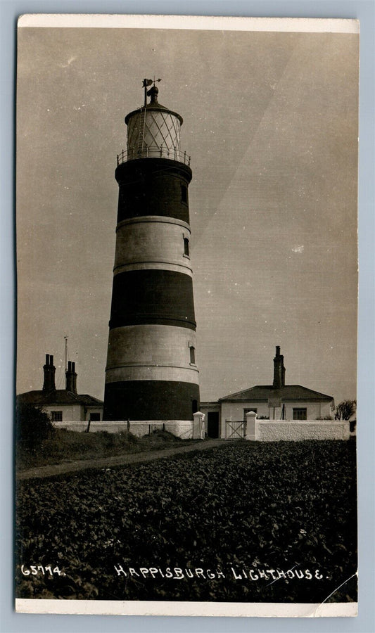 HAPPISBURGH LIGHTHOUSE BRITISH ANTIQUE REAL PHOTO POSTCARD RPPC