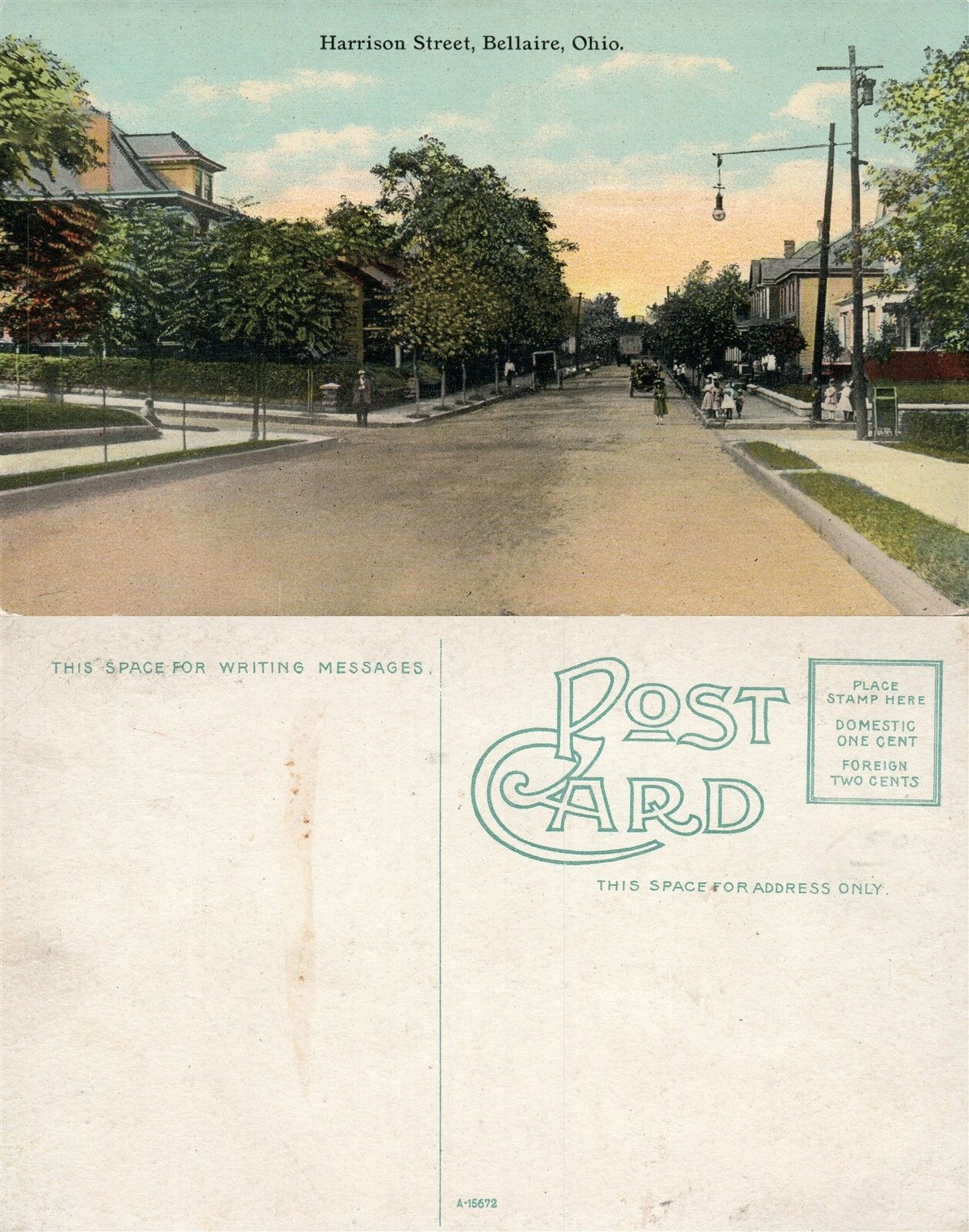 BELLAIRE OH HARRISON STREET ANTIQUE POSTCARD