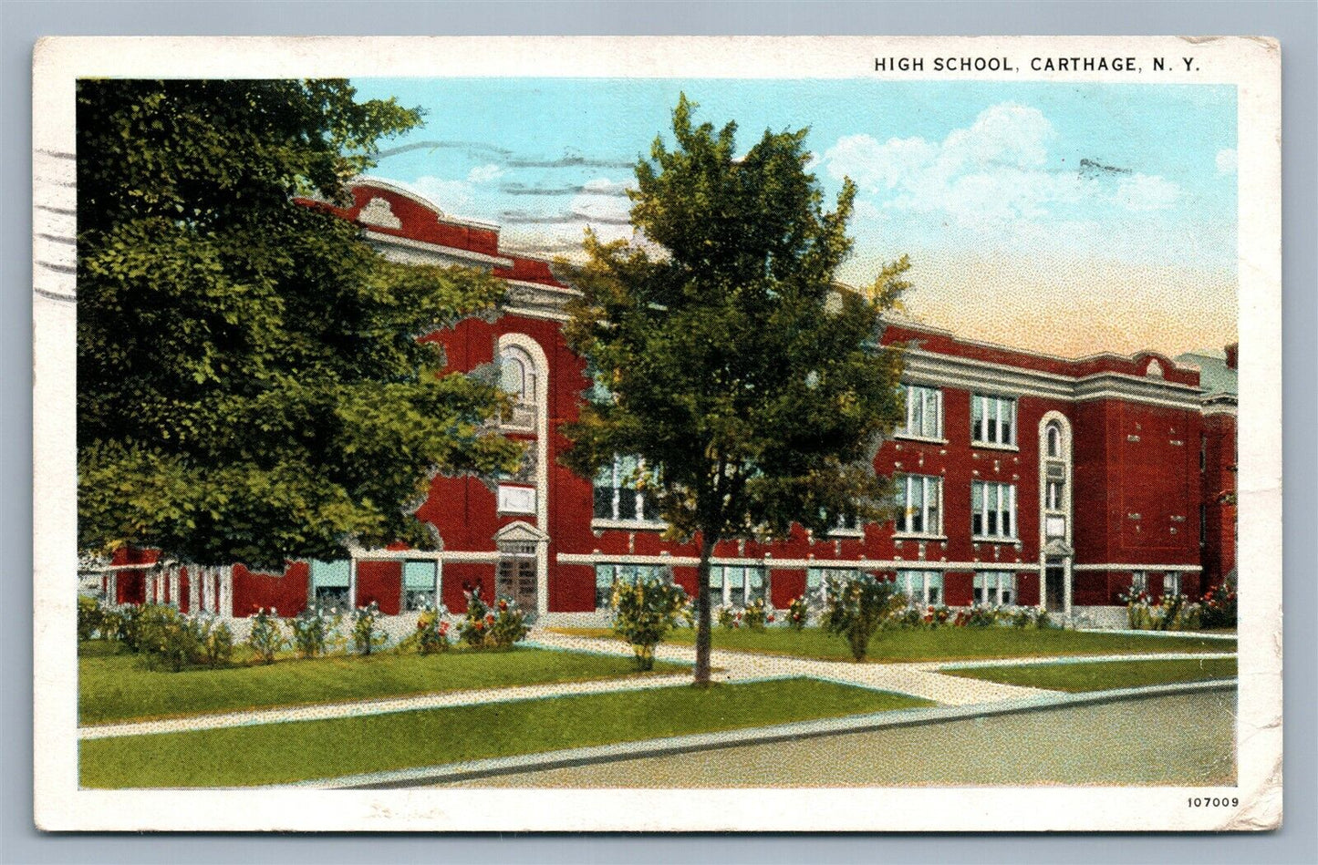 CARTHAGE NY HIGH SCHOOL VINTAGE POSTCARD