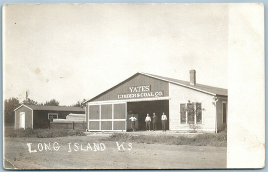 LONG ISLAND KS YATES LUMBER & COAL CO. ANTIQUE REAL PHOTO POSTCARD RPPC