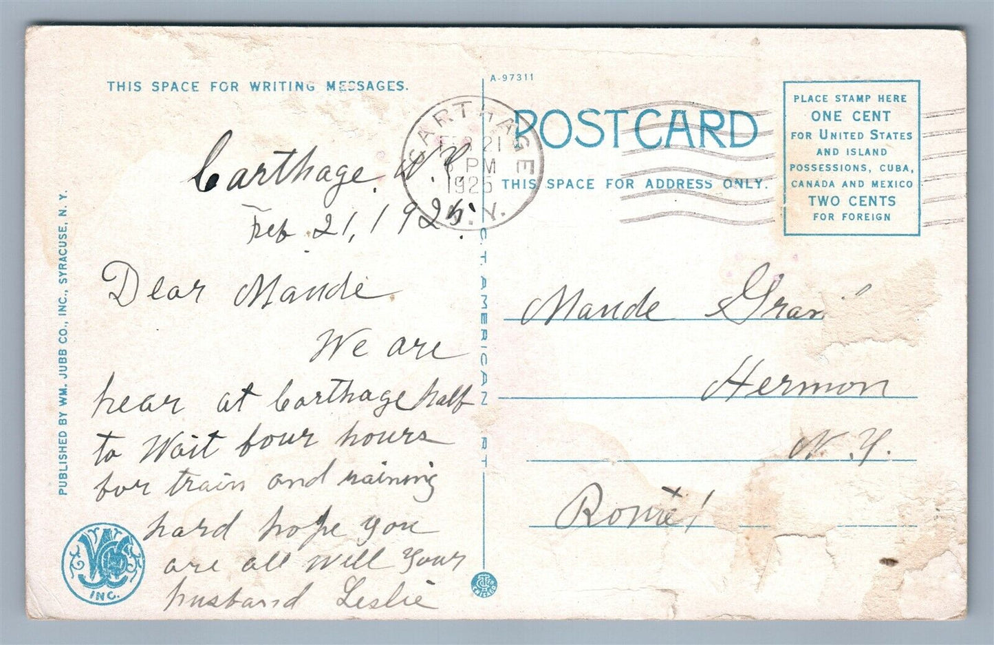 CARTHAGE NY SULPHITE PULP & PAPER CO. MILL ANTIQUE POSTCARD