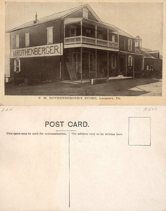 LEESPORT PA F.M. ROTHENBERGER'S STORE ANTIQUE POSTCARD