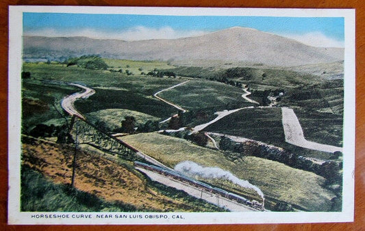 SAN OBISPO CA HORSESHOE CURVE railroad railway VINTAGE POSTCARD